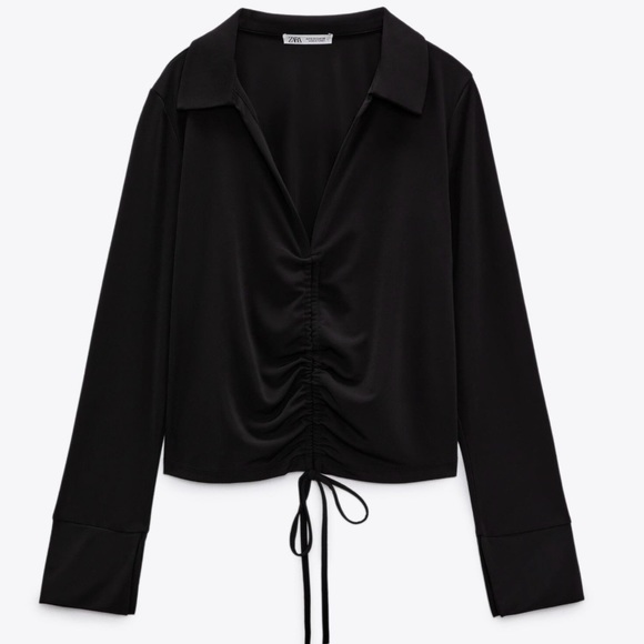 V-Neck Gathered Top | Zara - Picture 1 of 4